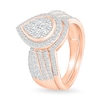 0.95 CT. T.W. Pear-Shaped Multi-Diamond Frame Multi-Row Bridal Set in 10K Rose Gold