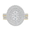 1.23 CT. T.W. Oval-Shaped Multi-Diamond Triple Frame Double Row Shank Bridal Set in 10K Gold