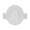 1.23 CT. T.W. Oval-Shaped Multi-Diamond Triple Frame Double Row Shank Bridal Set in 10K Rose Gold