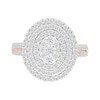 1.23 CT. T.W. Oval-Shaped Multi-Diamond Triple Frame Double Row Shank Bridal Set in 10K Rose Gold