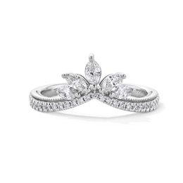 Emmy London 0.50 CT. T.W. Marquise-Cut Certified Lab-Created Diamond Contour Anniversary Band in 18K White Gold (F/VS2)