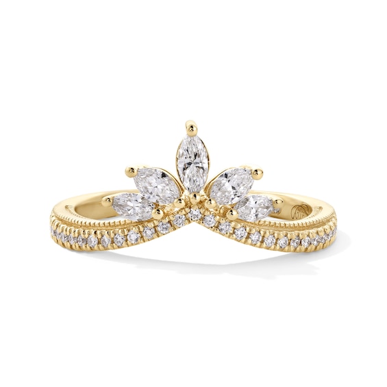 Emmy London 0.50 CT. T.W. Marquise-Cut Certified Lab-Created Diamond Contour Anniversary Band in 18K Gold (F/VS2)