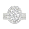 1.23 CT. T.W. Oval-Shaped Multi-Diamond Bezel Frame Bridal Set in 10K Gold