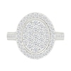 1.23 CT. T.W. Oval-Shaped Multi-Diamond Bezel Frame Bridal Set in 10K Gold