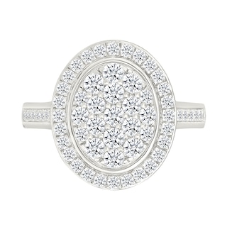 1.23 CT. T.W. Oval-Shaped Multi-Diamond Bezel Frame Bridal Set in 10K Gold