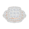 1.23 CT. T.W. Cushion-Shaped Multi-Diamond Frame Collar Bridal Set in 10K Rose Gold