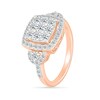 1.23 CT. T.W. Cushion-Shaped Multi-Diamond Frame Collar Bridal Set in 10K Rose Gold