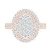 1.23 CT. T.W. Oval-Shaped Multi-Diamond Bezel Frame Bridal Set in 10K Rose Gold