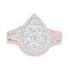 1.23 CT. T.W. Pear-Shaped Multi-Diamond Frame Double Row Bypass Shank Bridal Set in 10K Rose Gold