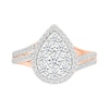 1.23 CT. T.W. Pear-Shaped Multi-Diamond Frame Double Row Bypass Shank Bridal Set in 10K Rose Gold