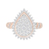 1.23 CT. T.W. Pear-Shaped Multi-Diamond Sunburst Frame Bridal Set in 10K Rose Gold