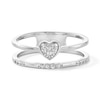 Thumbnail Image 1 of 0.10 CT. T.W. Heart-Shaped Multi-Diamond Open Shank Ring in Sterling Silver