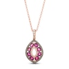 Le Vian® Oval Certified Passion Ruby™ and 0.45 CT. T.W. Diamond Marquise Drop Pendant in 14K Strawberry Gold®