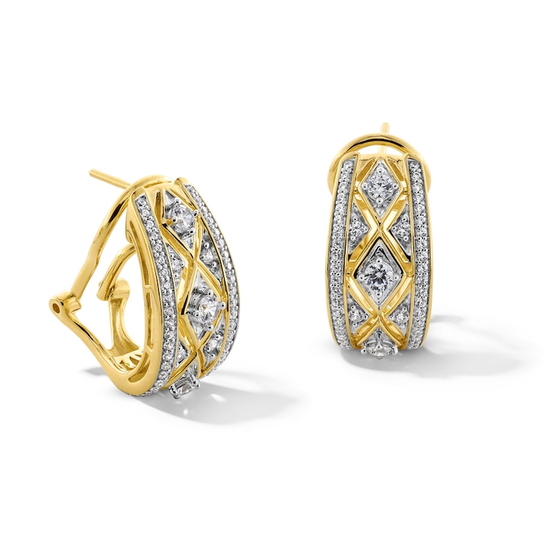 1.00 CT. T.W. Certified Lab-Created Diamond Byzantine Hoop Earrings in 10K Gold (F/SI2)