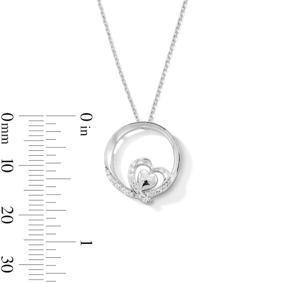 0.10 CT. T.W. Diamond Heart Circle Pendant in Sterling Silver