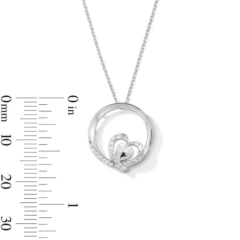 0.10 CT. T.W. Diamond Heart Circle Pendant in Sterling Silver