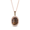 Le Vian® Oval Green Chalcedony and 0.58 CT. T.W. Diamond Frame Drop Pendant in 14K Strawberry Gold® - 19”