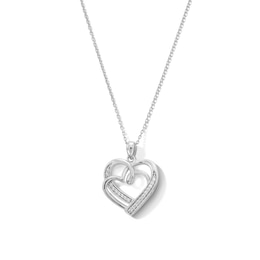 0.10 CT. T.W. Diamond Interlocking Hearts Pendant in Sterling Silver