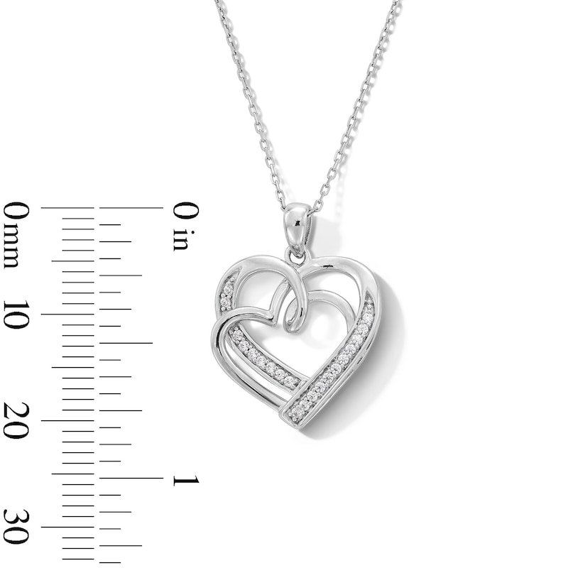 0.10 CT. T.W. Diamond Interlocking Hearts Pendant in Sterling Silver