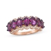 Le Vian® Oval Raspberry Rhodolite™ Garnet and 0.29 CT. T.W. Diamond Scallop Edge Ring in 14K Strawberry Gold® - Size 7