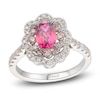 Le Vian® Cushion-Cut Passion Fruit Tourmaline™ and 0.58 CT. T.W. Diamond Flower Frame Ring in Platinum - Size 7