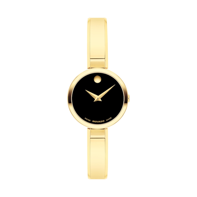 Ladies' Movado Moda Gold-Tone PVD Bangle Watch with Black Dial (Model: 608013)