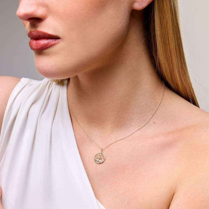 Main Image 2 of Diamond Accent "MOM" Family Tree Pendant in 10K Gold