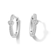 Thumbnail Image 1 of 0.12 CT. T.W. Heart-Shaped Multi-Diamond Hoop Earrings in Sterling Silver