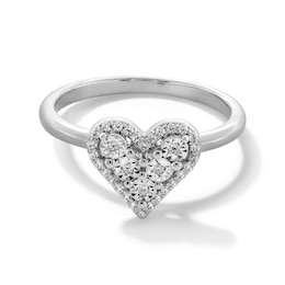 0.085 CT. T.W. Heart-Shaped Multi-Diamond Frame Ring in Sterling Silver