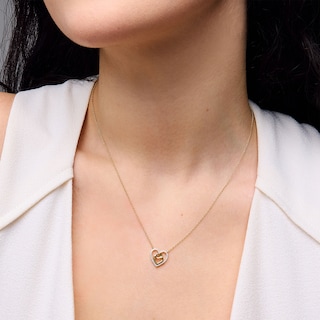 0.085 CT. T.W. Diamond Motherly Love Heart Necklace in 10K Gold - 17"