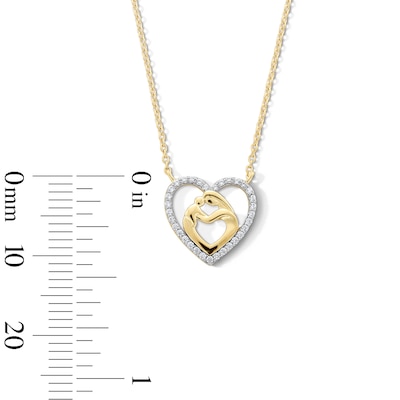 0.085 CT. T.W. Diamond Motherly Love Heart Necklace in 10K Gold - 17"