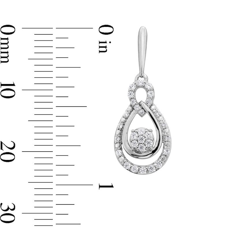 Main Image 2 of 0.23 CT. T.W. Multi-Diamond Double Teardrop Earrings in Sterling Silver