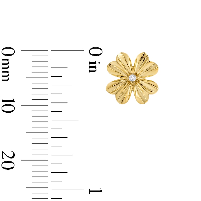 Main Image 2 of Diamond Accent Clover Stud Earrings in 10K Gold