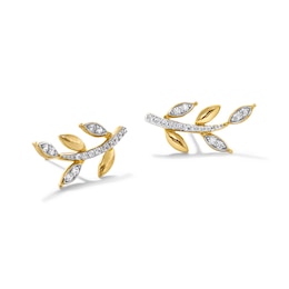 0.085 CT. T.W. Diamond Leaf Vine Stud Earrings in 10K Gold