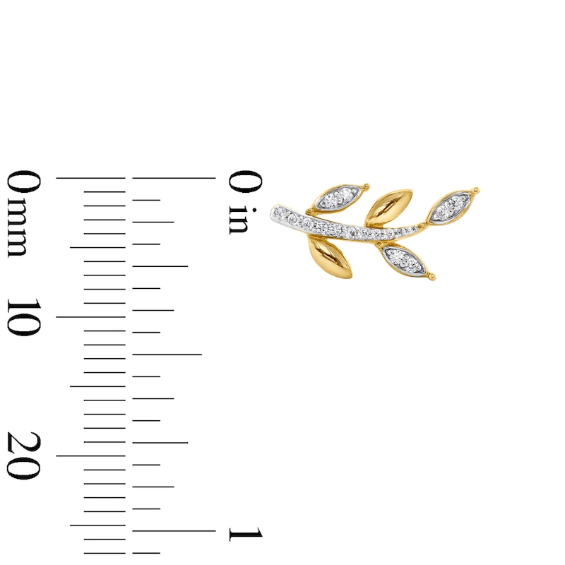 Main Image 2 of 0.085 CT. T.W. Diamond Leaf Vine Stud Earrings in 10K Gold