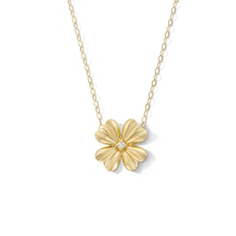 Diamond Accent Clover Necklace in 10K Gold - 17&quot;