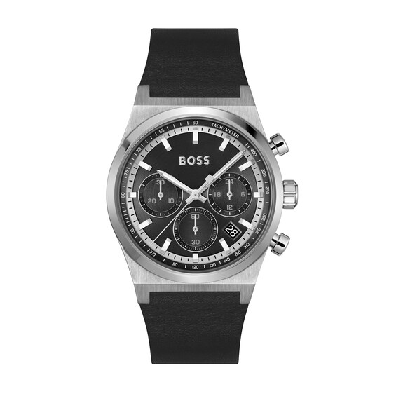 Men's Hugo Boss Candor Leather Strap Chronograph Watch with Dial (Model