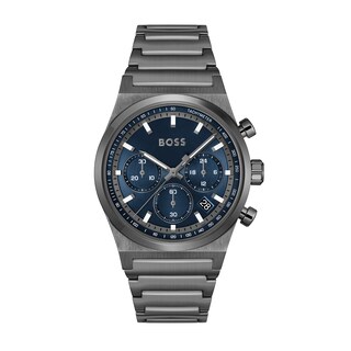 Men's Hugo Boss Candor Grey IP Chronograph Watch with Blue Dial (Model: 1514223)