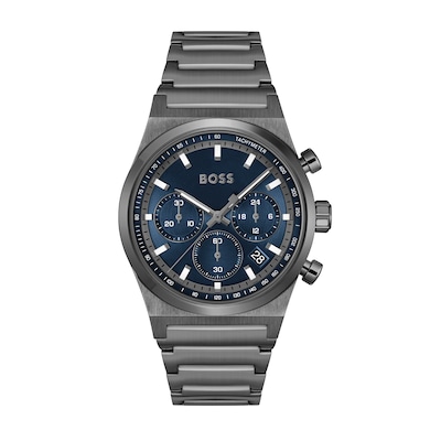 Men's Hugo Boss Candor Grey IP Chronograph Watch with Blue Dial (Model: 1514223)