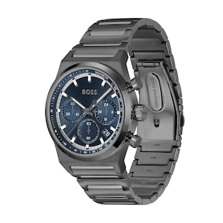 Men's Hugo Boss Candor Grey IP Chronograph Watch with Blue Dial (Model: 1514223)