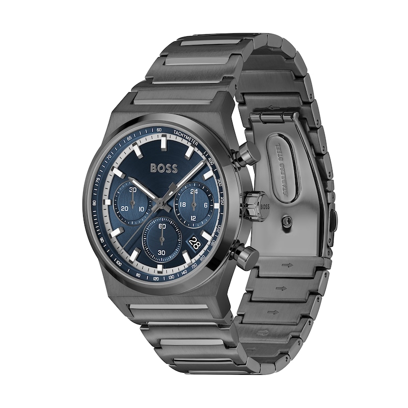 Men's Hugo Boss Candor Grey IP Chronograph Watch with Blue Dial (Model: 1514223)