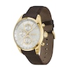 Men's Hugo Boss Grand Prix Gold-Tone IP Brown Leather Strap Chronograph Watch with Silver-White Dial (Model: 1514225)