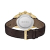 Men's Hugo Boss Grand Prix Gold-Tone IP Brown Leather Strap Chronograph Watch with Silver-White Dial (Model: 1514225)