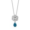 Enchanted Disney Cinderella London Blue Topaz and 0.085 CT. T.W. Diamond Rose Drop Pendant in Sterling Silver - 19"