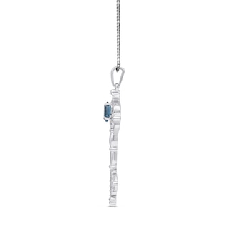 Enchanted Disney Cinderella Oval London Blue Topaz and Diamond Accent Key Pendant in Sterling Silver - 19”