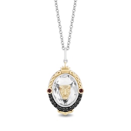 Enchanted Disney Villains Evil Queen Topaz, Garnet and Black Diamond Mirror Pendant in Sterling Silver and 14K Gold