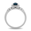 Enchanted Disney Cinderella Emerald-Cut London Blue Topaz and 0.085 CT. T.W. Diamond Frame Ring in Sterling Silver