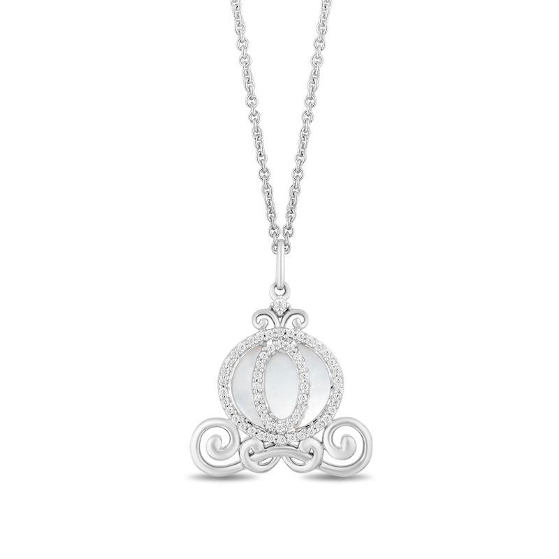 Enchanted Disney Cinderella Mother-of-Pearl and 0.145 CT. T.W. Diamond Carriage Pendant in Sterling Silver