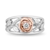 Enchanted Disney Belle 0.18 CT. T.W. Diamond Rose with Vine Band in Sterling Silver and 10K Rose Gold