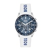 Men's Hugo Boss Strike Silicone Strap Chronograph Watch with Textured Blue Dial (Model